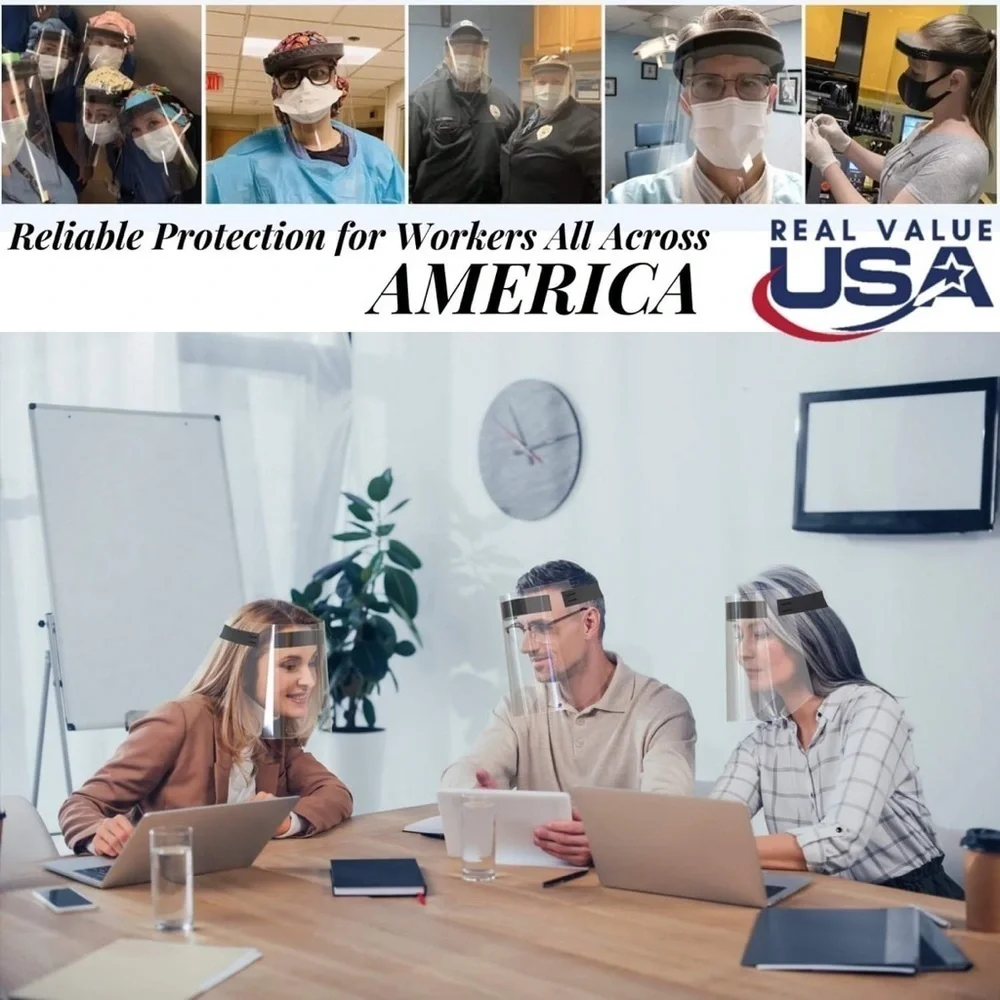 NWB! Velcro Adjustable Face Shields Mask Set of 2